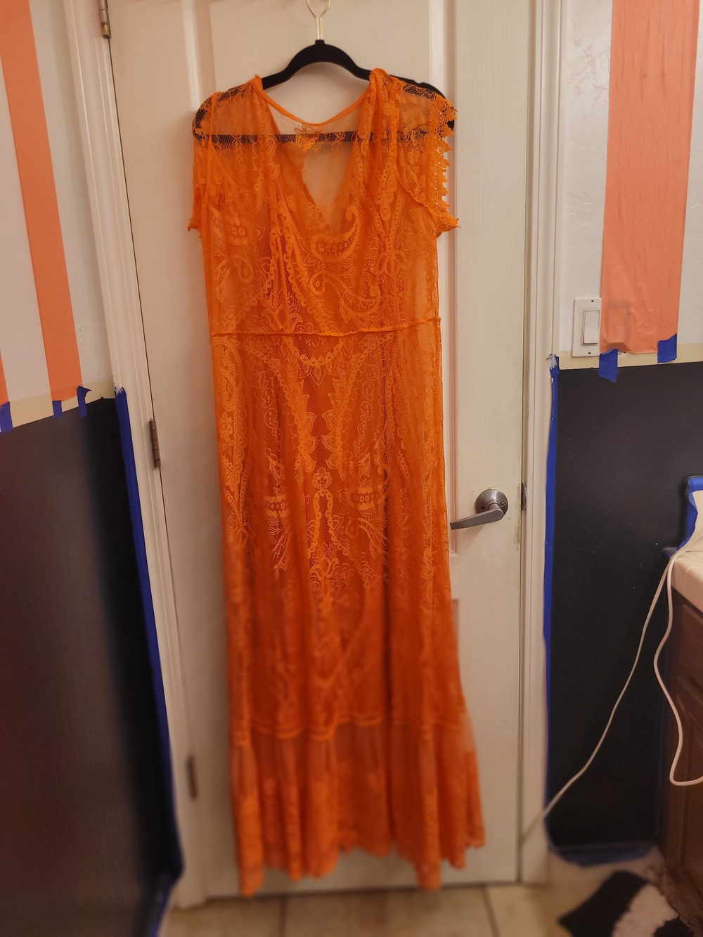torrid Orange Lace Maxi Dress with Cap Sleeves